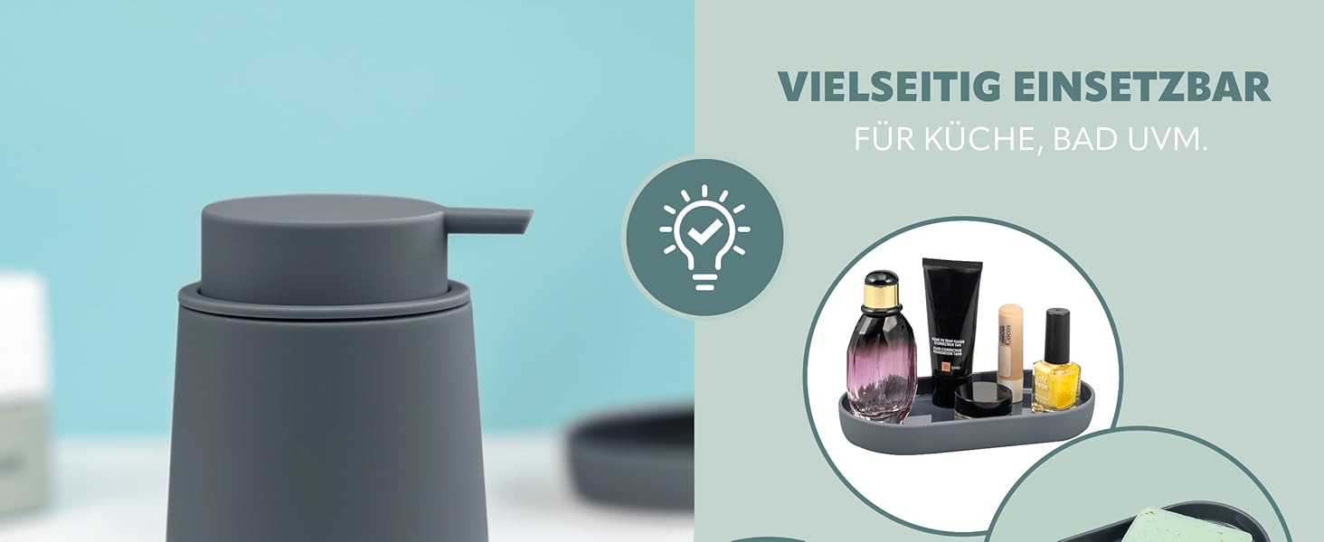 Набір аксесуарів для ванної кімнати Eluno Tesero, 3 шт. (дозатор мила, стакан, миска), чорний пластик