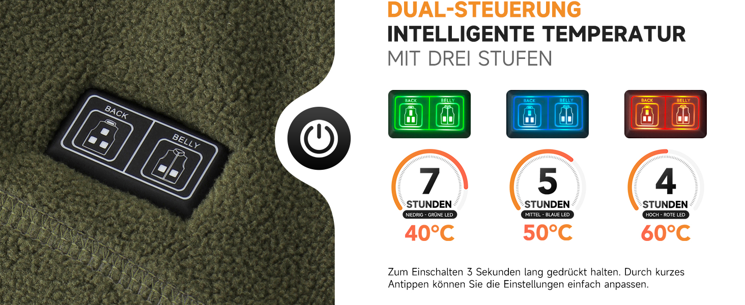 Обогріваюча жилетка для чоловіків з акумулятором 10000mAh, 6 зон нагріву, USB, мікрофліс, регулювання температури, чорний колір, розміри S, M, L