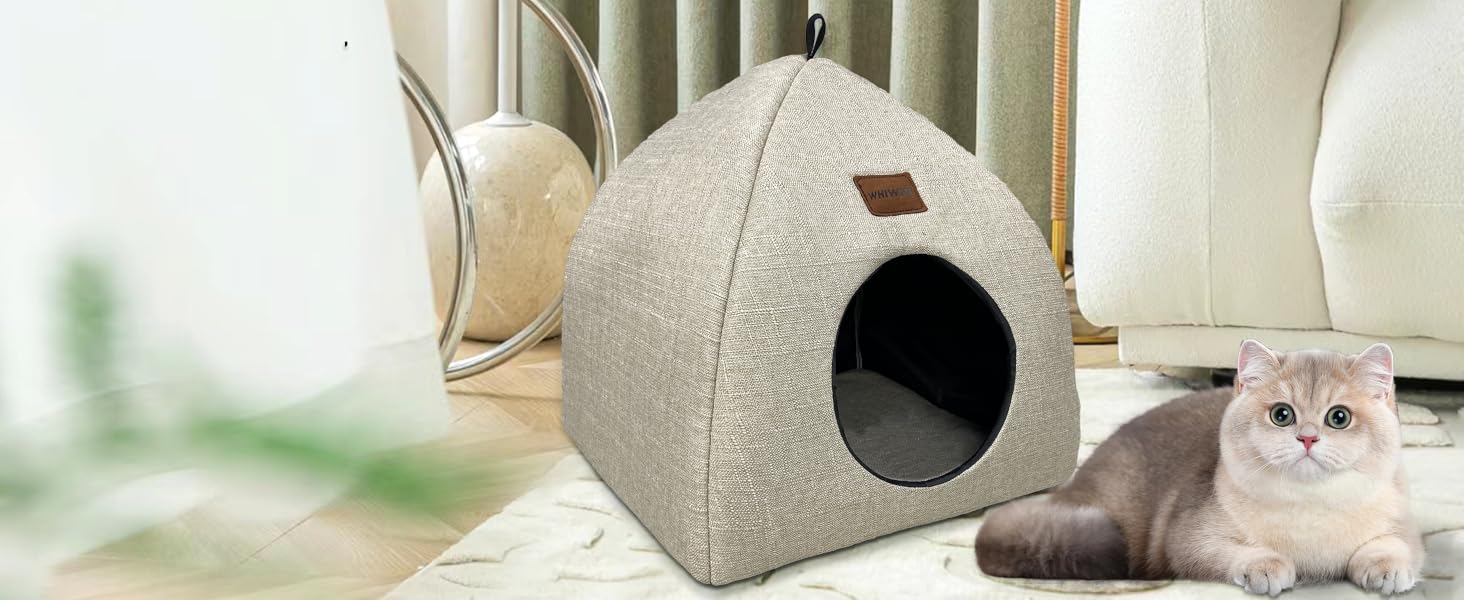 Будиночок для котів Katzenhöhle з подушкою, 40x40x35 см, сірий (M)