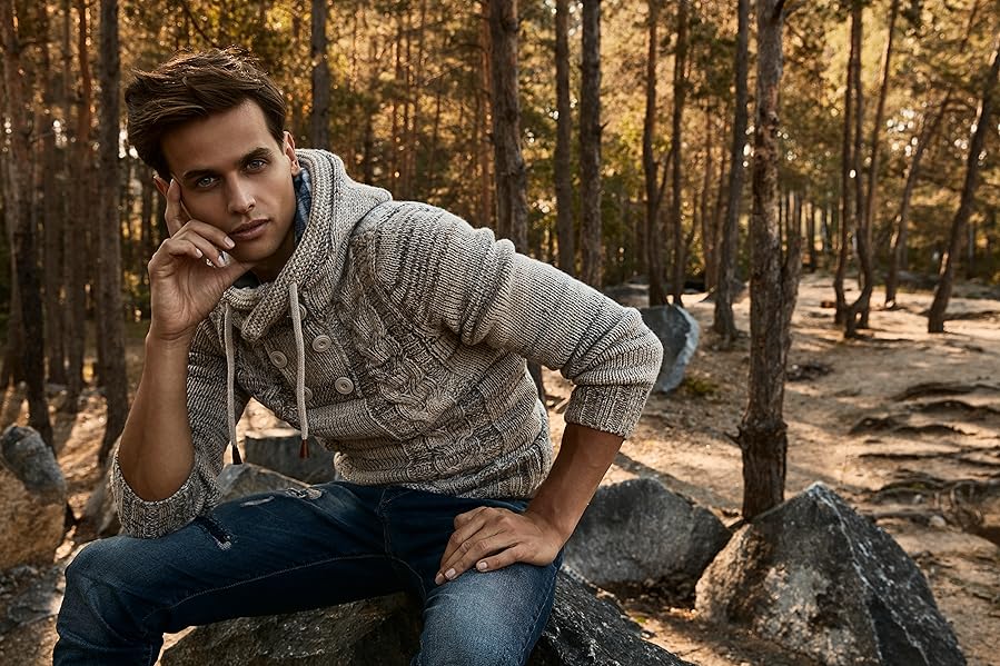 Чоловіча в'язана куртка Leif Nelson з капюшоном та блискавкою - чоловіча кардиган з трикотажного полотна для зими, чорний, XL