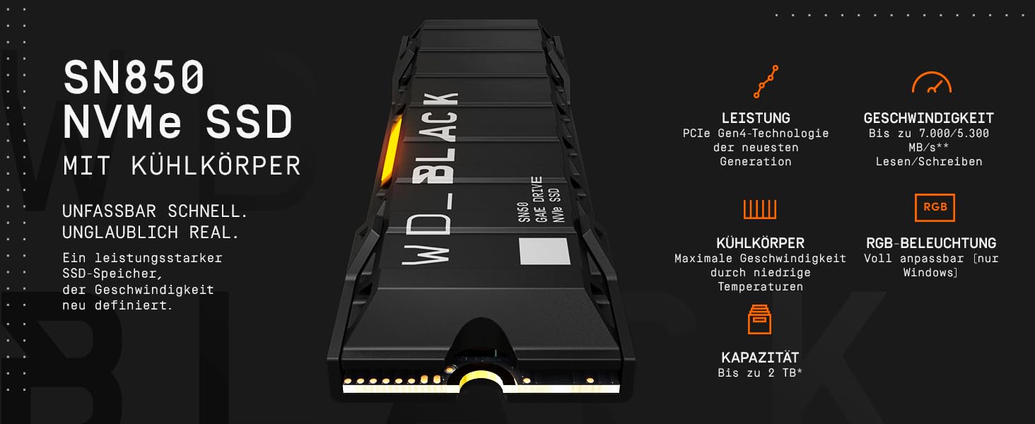 SSD WD_BLACK SN850 з радіатором 500GB NVMe PCIe Gen4 – ігровий накопичувач для PlayStation 5