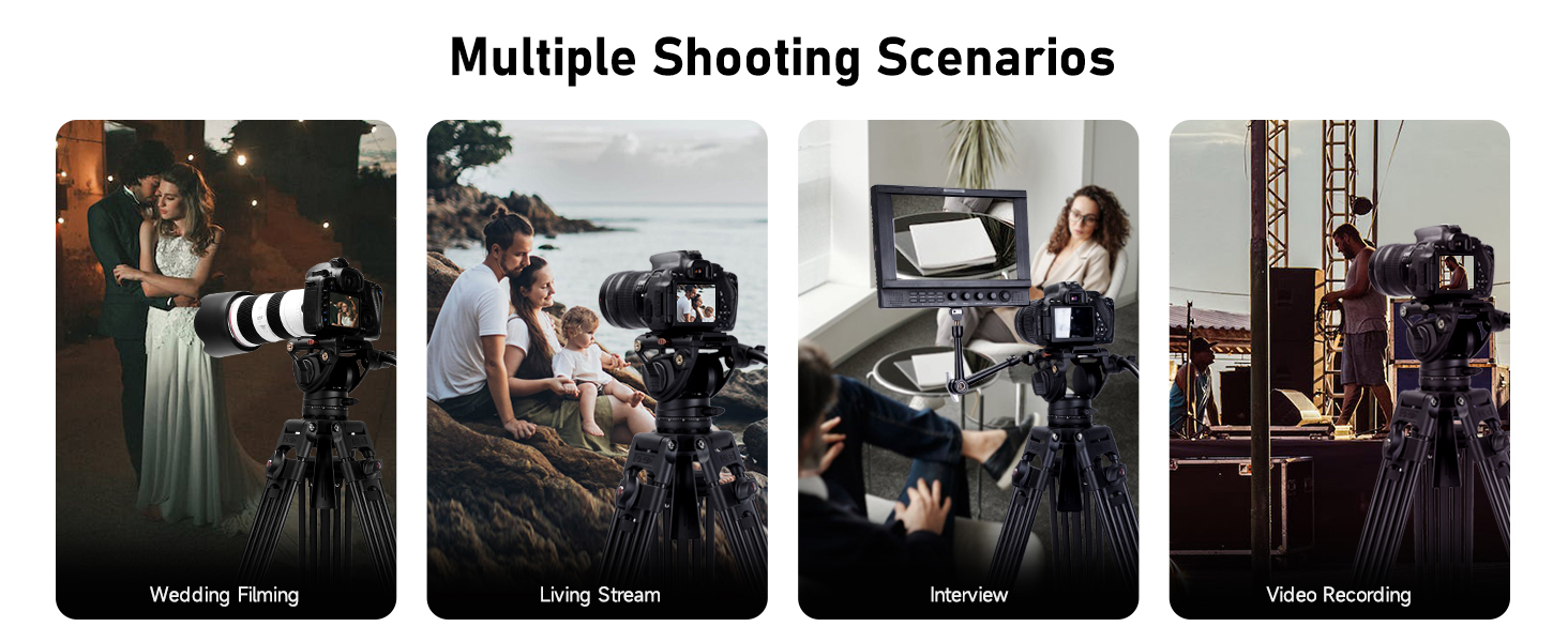 Штатив відео Cayer BV30L 72 дюйми - професійний штатив з алюмінію, рідинний упор K3, середній розвід, 6 кг, для DSLR/відеокамер + бонус Quick Release Plate