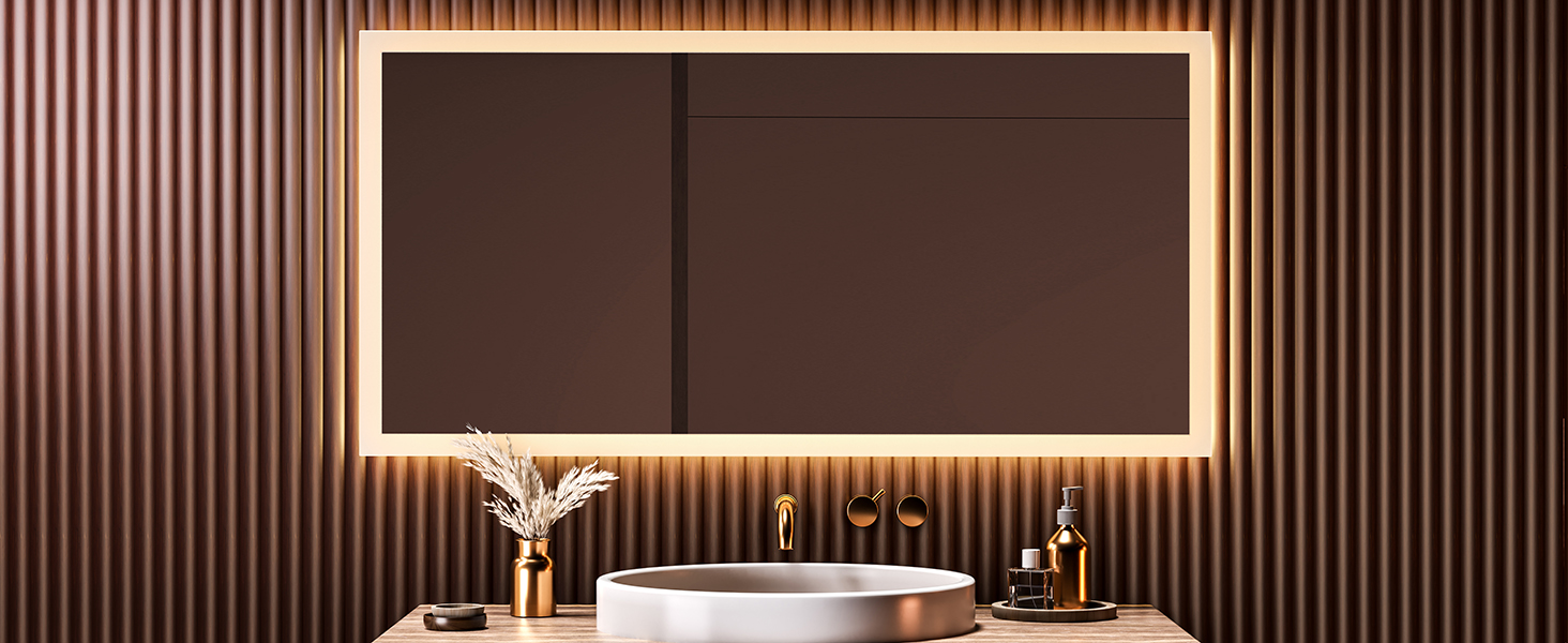 Дзеркало для ванної кімнати EMKE® з підсвічуванням 80x60 см, тепле біле світло 3000K, вимикач, вертикальна/горизонтальна установка, IP44, енергозберігаюче