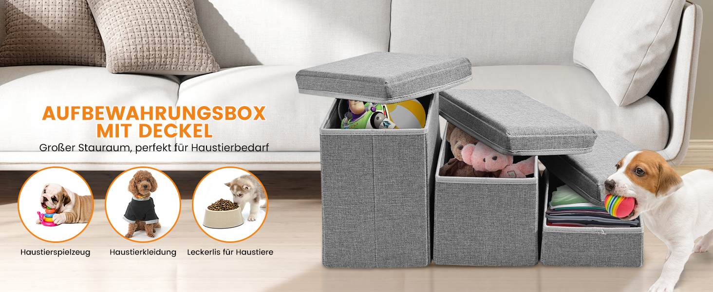 Сходинки для собак Sunowl, 2-ступеневі складні, широкі, з місцем для зберігання, для маленьких собак та котів, м'яка, неслизька поверхня