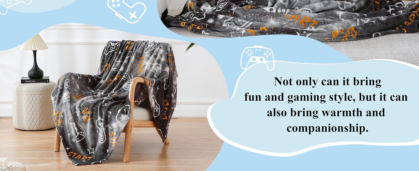 Плед з принтом джойстика SOCHOW, 127 x 150 см, теплий фліс для дітей та дорослих