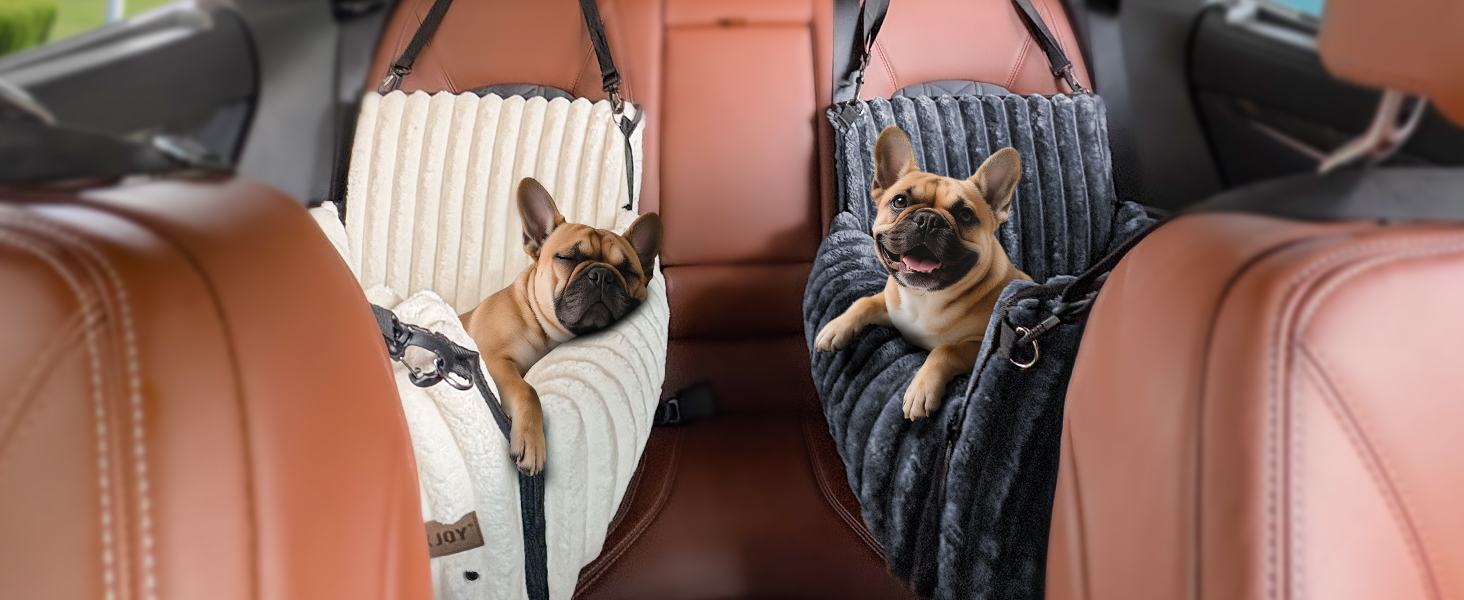 Mixjoy Dog Car Seat - Washable & Memory Foam - for Small to Medium Dogs - Rear & Front Seat - Grey