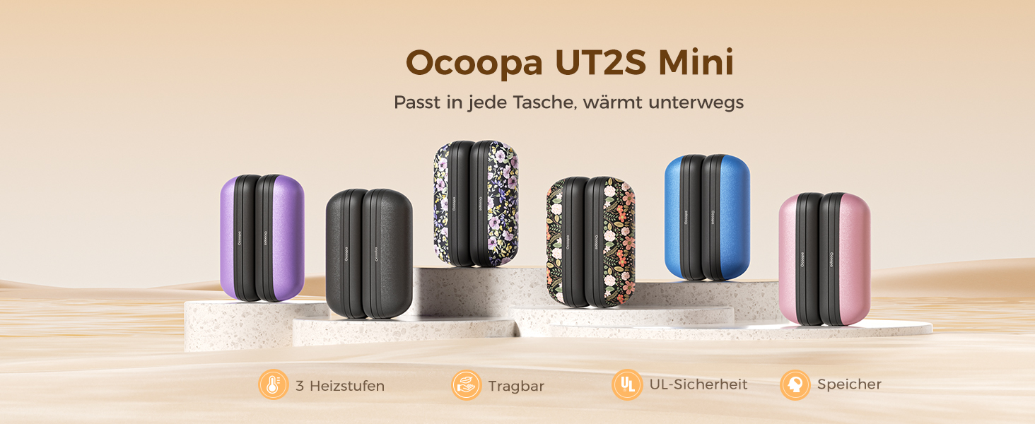 Грілки для рук OCOOPA UT2S Mini, 5200mAh, 2 шт. Магнітні електричні грілки для рук, багаторазові, для кемпінгу та міста