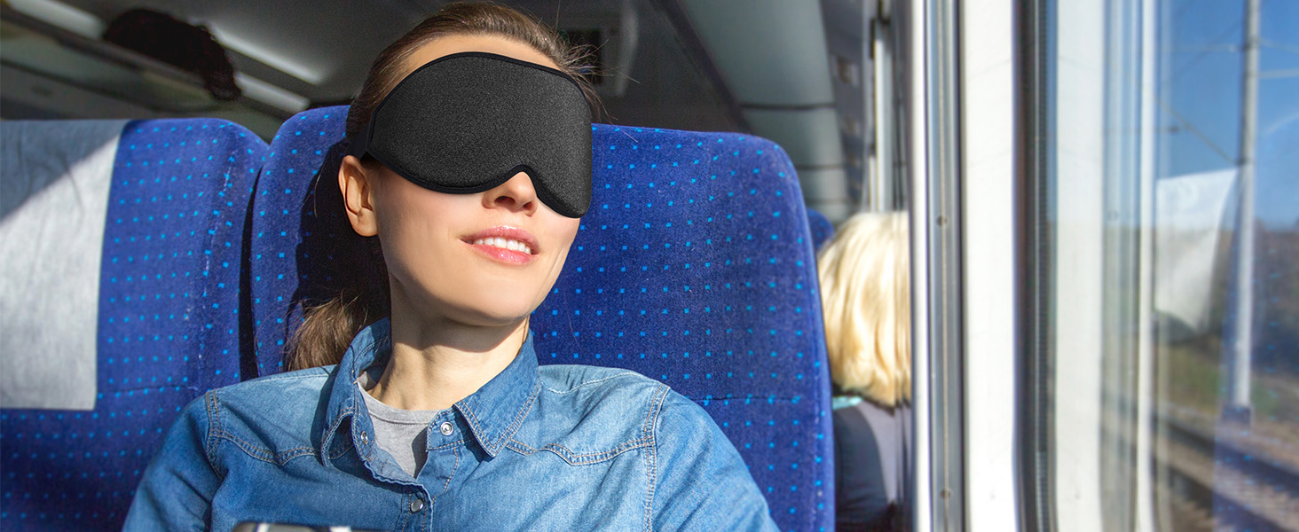 Маска для сну INNELO 3D, 100% світлонепроникна, для жінок та чоловіків, зручна, з мішечком для подорожей, чорна