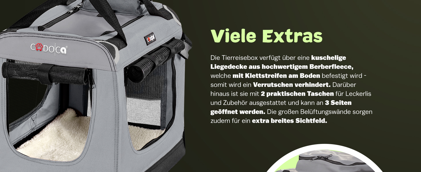 CADOCA® Collapsible Dog Carrier - Portable & Breathable Pet Travel Box - Large 60x42x44cm Grey