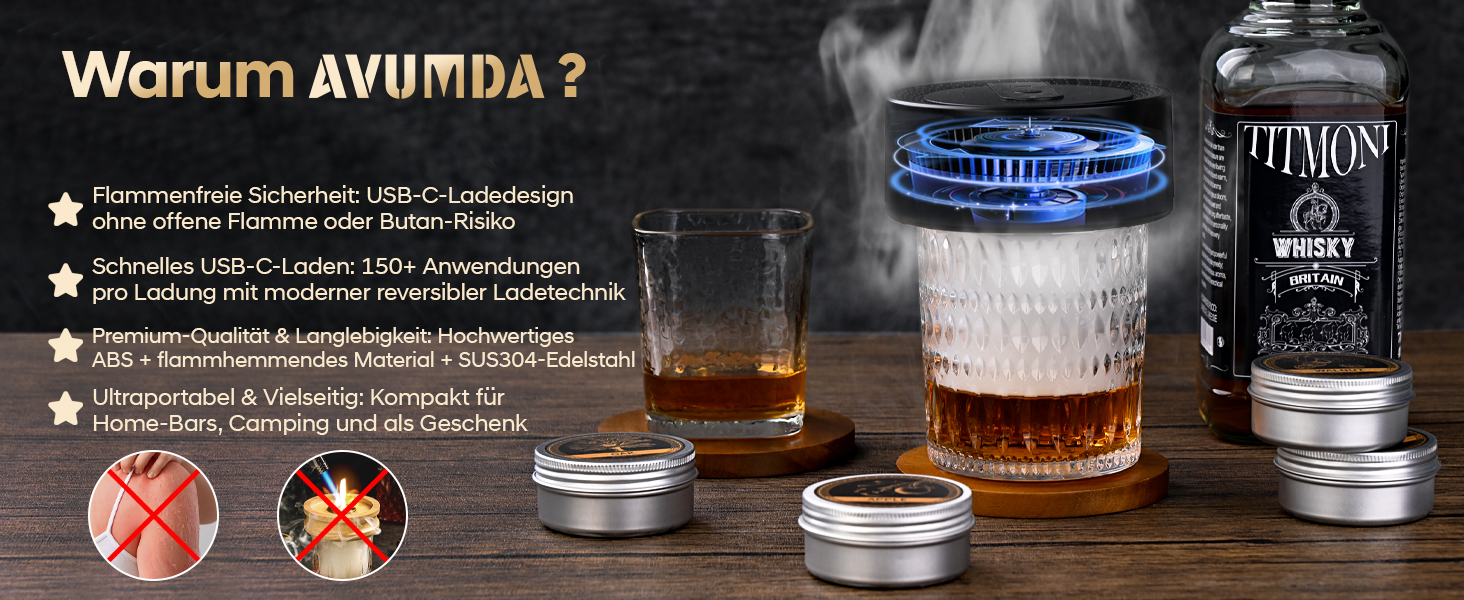 Електричний набір для копчення коктейлів та віскі, ретро-дизайн, 8 дерев'яних чіпсів, USB-C, без полум'я, для віскі, пива, коктейлів, вина, кави, їжі, подарунок для чоловіків