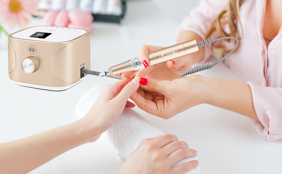 Електричний фрезер для нігтів Kredioo 11 в 1 з LED дисплеєм, 35000 об/хв, для манікюру та педикюру (манікюрний фрезер)