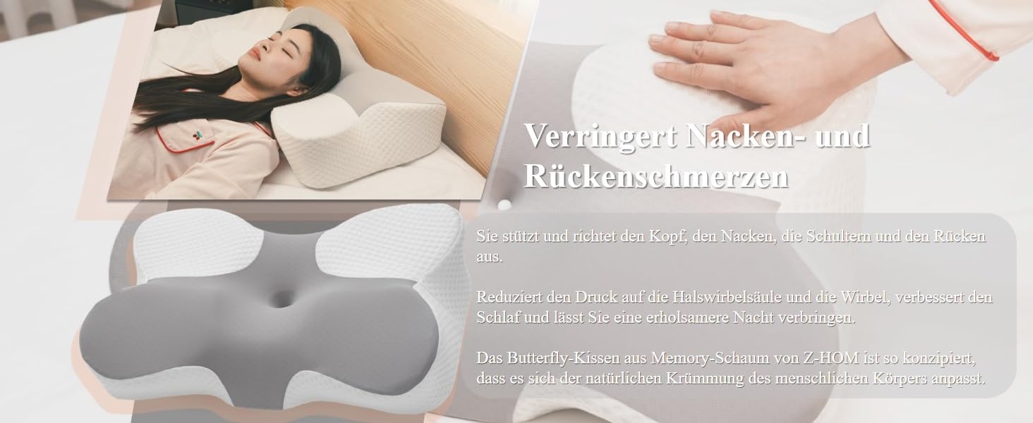 Подушка для шиї Z-hom, подушка для голови з Memory Foam, ергономічна подушка для шиї, подушка для тих, хто спить на боці, на спині та животі, ергономічна подушка для сну на боці 60 x 36 x 13/8 см