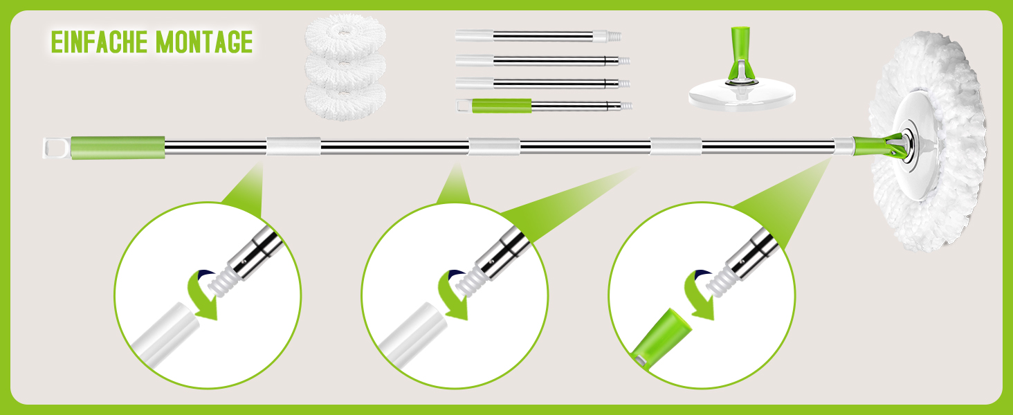 Набір для миття підлоги з відром, 2 в 1: відро для миття з віджимом та моп, моп з педальним віджимом, регульована сталева стійка та 3 мікрофібрових насадок, набір для миття підлоги, відро з педальним віджимом, білий + жовто-зелений