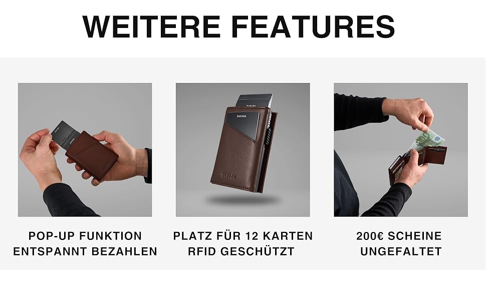 Чоловічий гаманець DAPARA з RFID-захистом | Тонкий гаманець для чоловіків з відділенням для монет | Гаманець-картхолдер на 12 карт | Коричневий гаманець Espresso Mini з натуральної шкіри