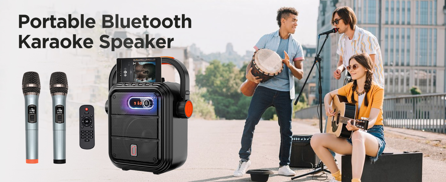 Караоке система JYX з 2 мікрофонами, Bluetooth, FM, USB, TF, AUX, Rec - PA Комплект для вечірок, дорослих та дітей