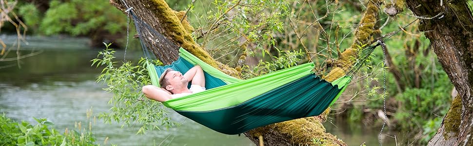 Гамак AMAZONAS Ultra-Light Silk Traveller Forest 220x140 см, до 150 кг, зелений, нейлон, легкий, компактний