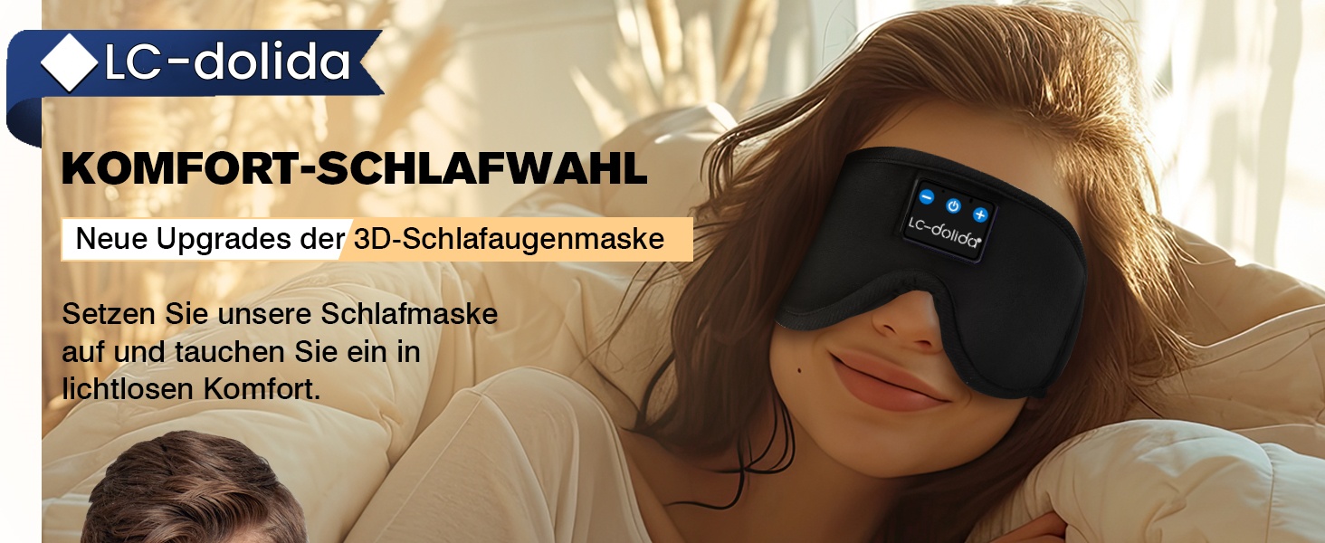 Маска для сну з навушниками Bluetooth V5.4, 3D маска для сну, дихаюча, для жінок та чоловіків, з мікрофоном, бавовняна, для подорожей, сну, йоги, медитації (чорна)