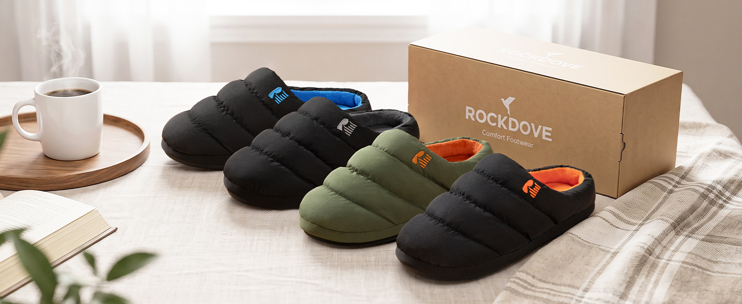 Чоловічі капці RockDove з піною з пам'яттю та пухом, розмір 42/43 EU, колір: мисливський зелений