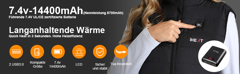 Електрична гріюча жилетка для чоловіків та жінок з USB зарядкою, регулюванням температури та акумулятором 14400mAh. Ідеально для активного відпочинку, полювання, мотоциклів та кемпінгу. Чорний колір.