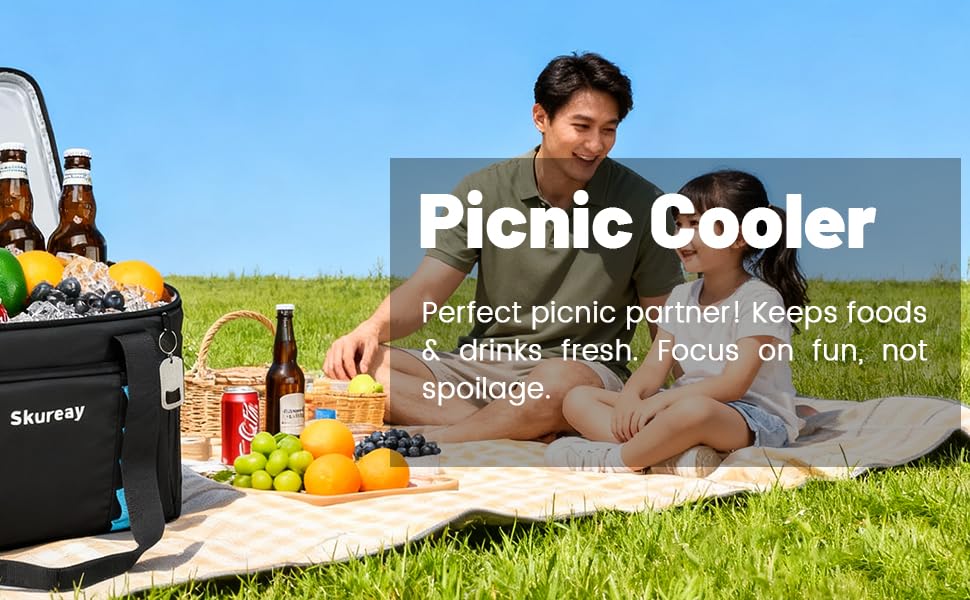 Велика розширювана сумка-холодильник з м'якого матеріалу, двоярусна ланч-сумка для жінок та чоловіків, вміщує 40 банок, вологостійка та портативна – ідеально для пляжу, кемпінгу, подорожей. Чорний колір