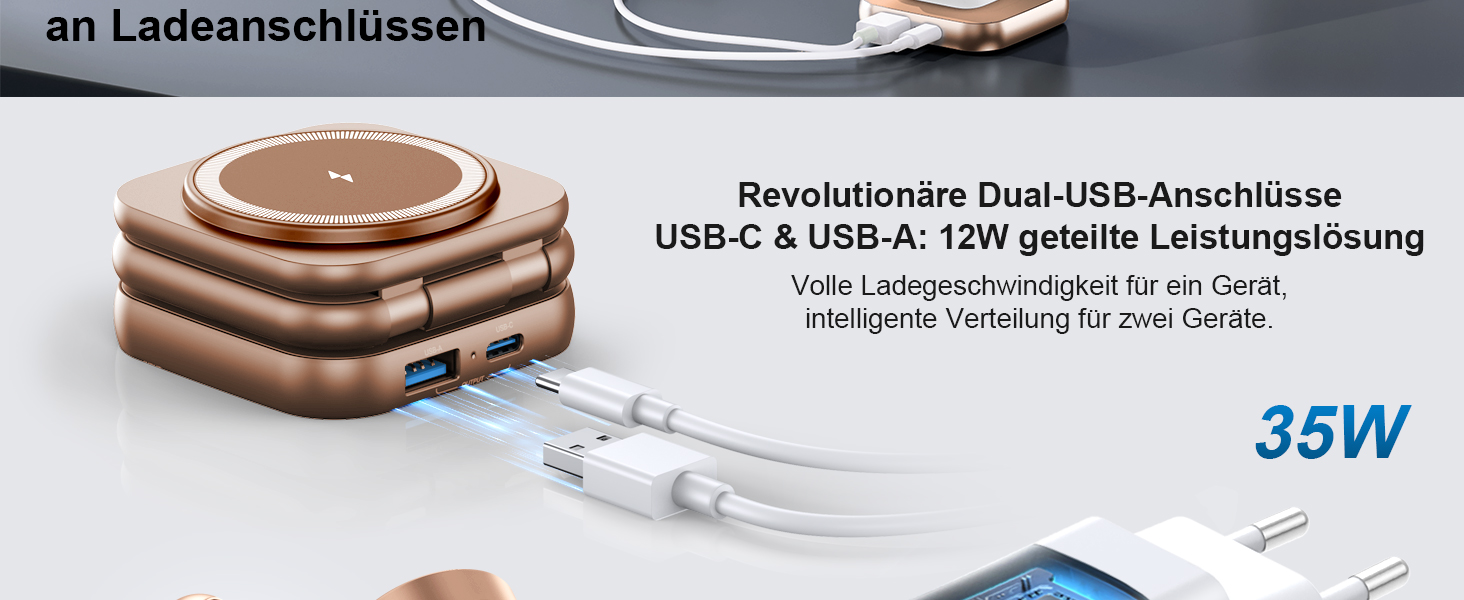 Зарядна станція 5 в 1 для iPhone з підтримкою магнітного зарядного пристрою, складна для подорожей, бездротовий зарядний пристрій для iPhone 17/16/15/14/13/12, AirPods Pro 3, Apple Watch S11/Ultra (Titan Wüstensand), 2026