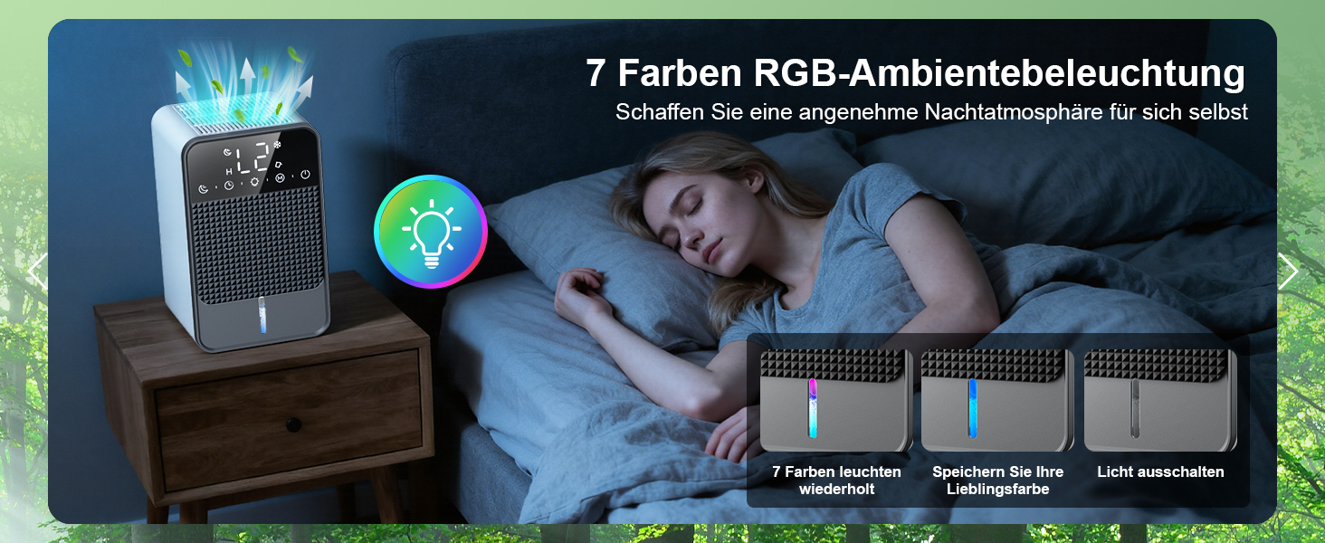 Електричний осушувач повітря автоматичний 1800 мл з функцією відтавання, таймером та LED-дисплеєм для спальні, ванної кімнати та шафи (650 мл/24 год)