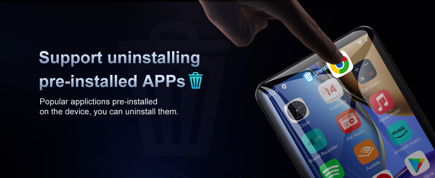 MP3 плеєр Oilsky 80GB з Bluetooth, WiFi та Android 9.0, 4