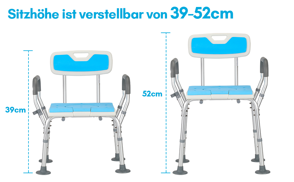 Sonnewelt Shower Stool, 7-Adjustable Height, Bath Stool with Anti-Slip Feet, Stable Shower Stool for the Shower with U-Shaped Hygiene Opening (Type K 3-in-1)