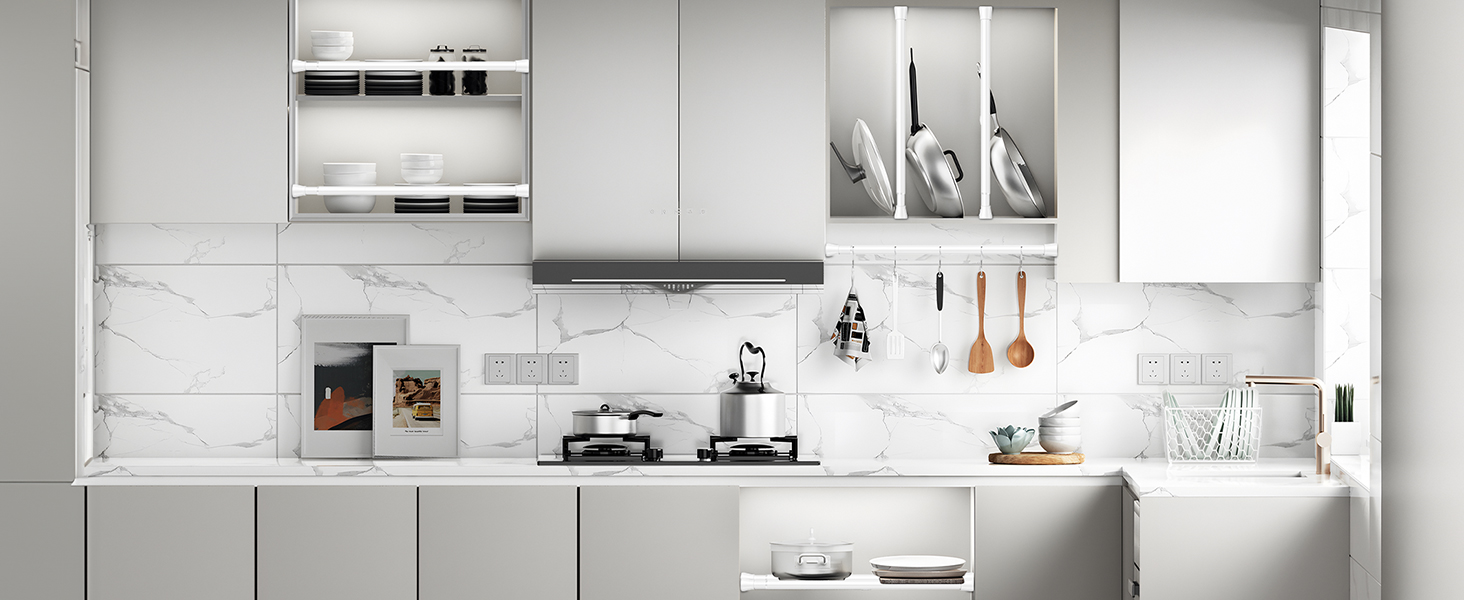 Штанга для карнизів AIZESI без свердління, 70-130 см, телескопічна, біла (діаметр 22 мм)