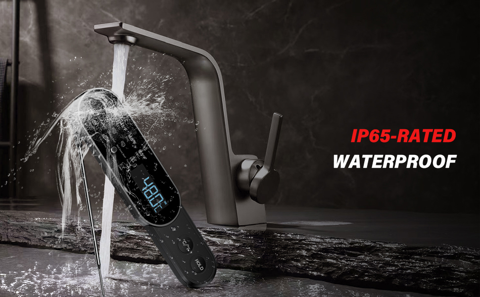 Бездротовий термометр для м'яса з миттєвим зчитуванням, ±0.3°C, IP67, для приготування на грилі, барбекю, кухні. Термометр для м'яса з LCD екраном