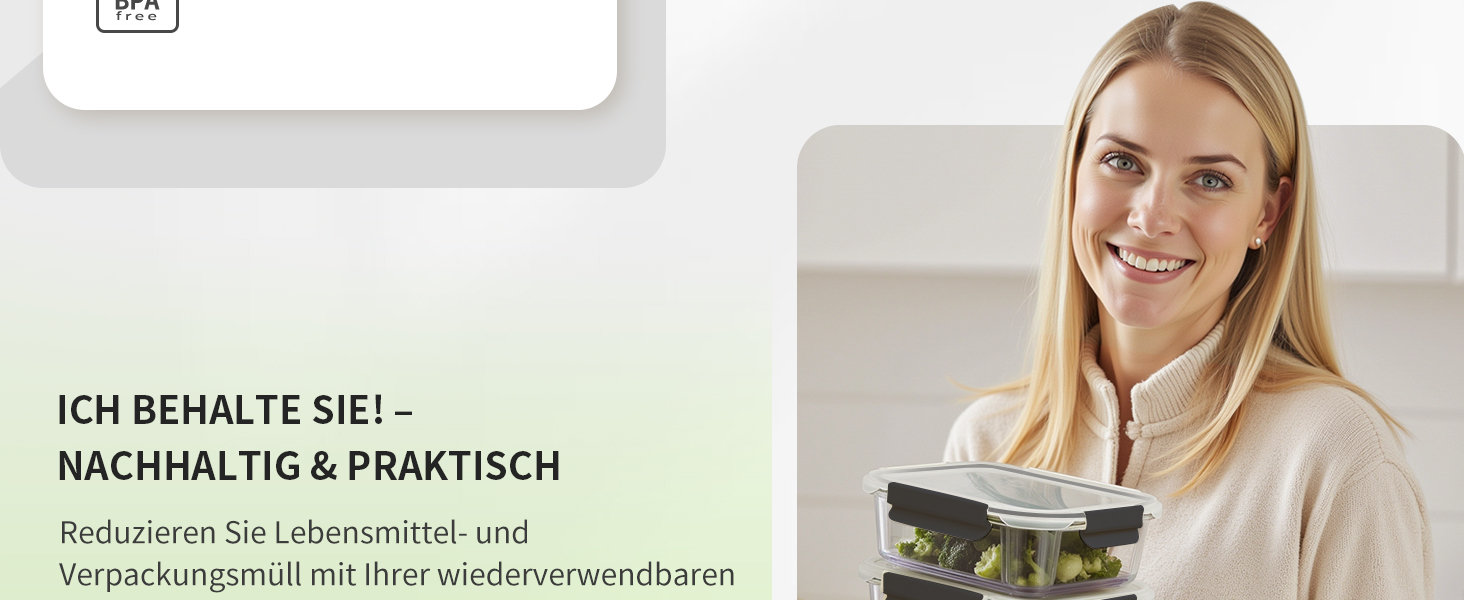 Набір контейнерів для зберігання їжі з кришкою, 20 шт. (10 контейнерів, 10 кришок), безпечні для миття в посудомийній машині, морозильної камери та мікрохвильової печі, витікання запобігаються, сучасний дизайн, чорний колір (FE1537)