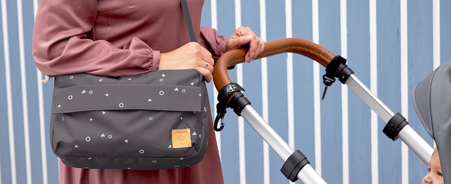 LÄSSIG органайзер для дитячого візка, сумка на плече, з кріпленням, Casual Buggy Organizer Bag Blocks taupe
