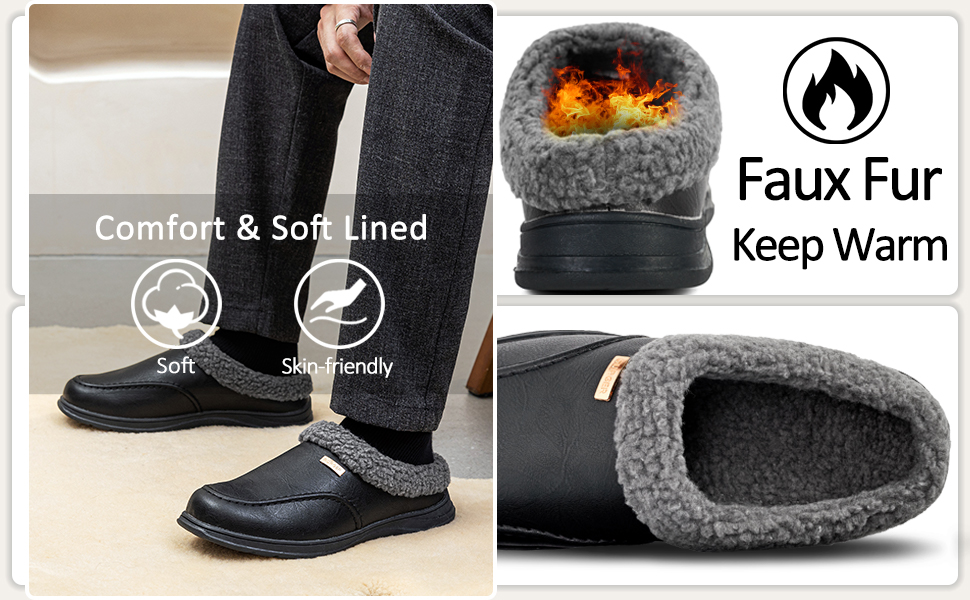 Чоловічі домашні тапочки з плюшевою підкладкою, теплі зимові, чорні (45 EU)