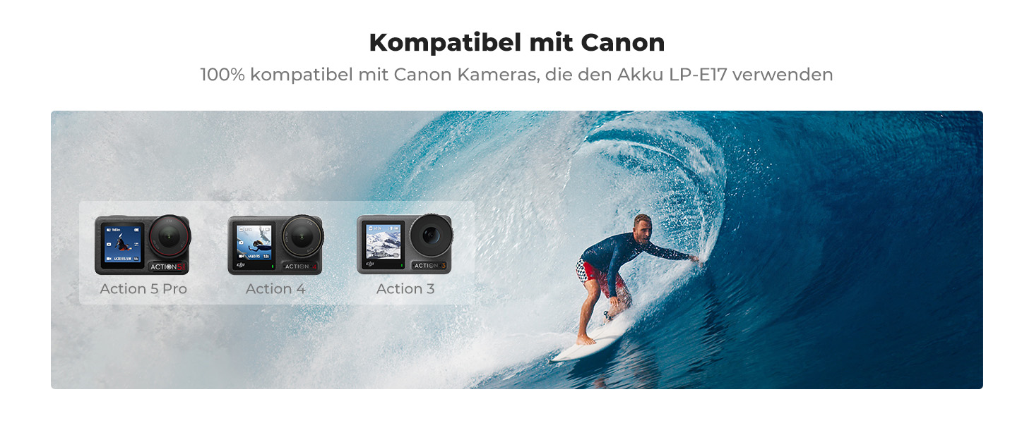 Акумулятор K&F Concept OSMO Action 5 2100mAh + Зарядний пристрій 3-слотовий + Експрес-кейс для карт, сумісний з DJI OSMO Action 5 Pro, Action 4, Action 3 та Osmo 360