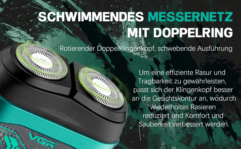 Електричний чоловічий бритва VGR 344 Mini - компактний, водонепроникний, з USB зарядкою, зелений