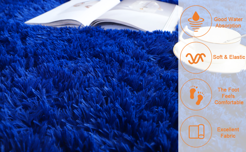Килим для вітальні Gsogcax 120x160 см, пухнастий, з антиковзаючою основою, супер м'який, великий, для дому, сучасний декор, килим на підлогу (Темно-синій, 180x270 см)