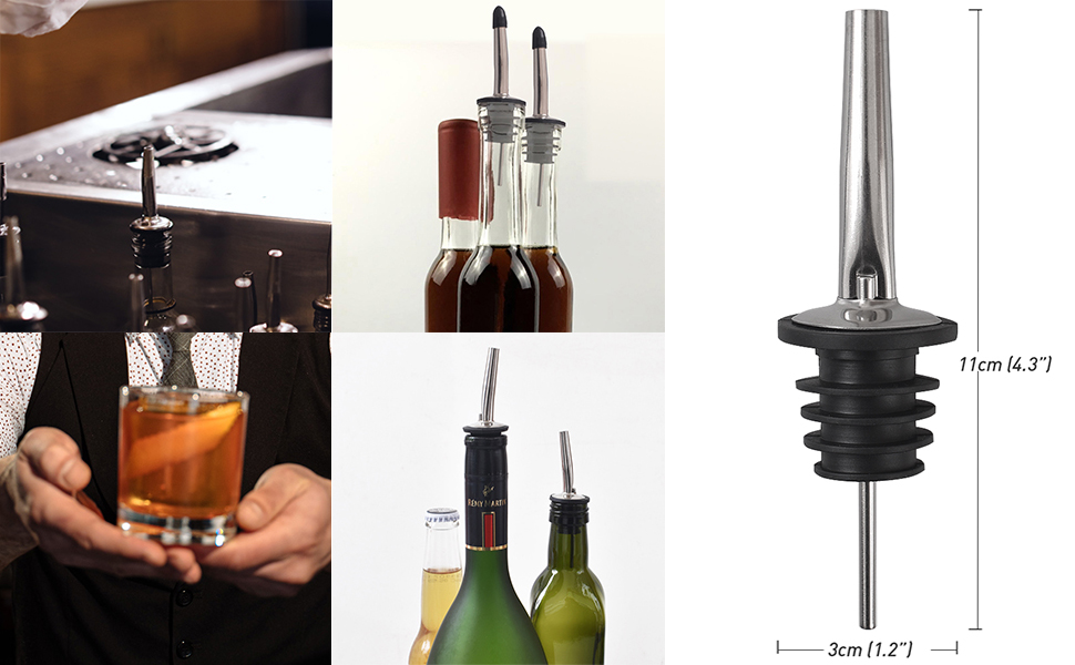 Виливний носик для пляшок Newk, нержавіюча сталь, 12 шт., класичний конічний вилив з гумовими ковпачками