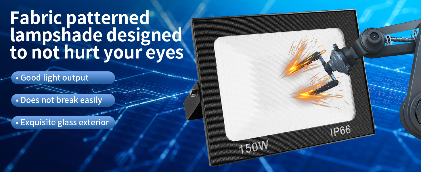 Світлодіодний прожектор Viugreum 100W для вулиці, 8000Лм, IP65, холодне світло 5000K, з кабелем 50см, для двору, гаража, фасаду (2 шт, 150W 2 комплекти)