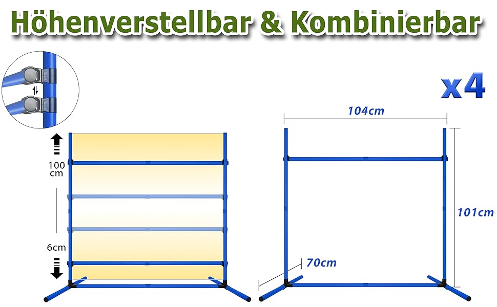 Набір для аджиліті для собак Grün 4X Hurden: набір шлагбаумів, регульована висота, 104x70x101 см (блакитний)