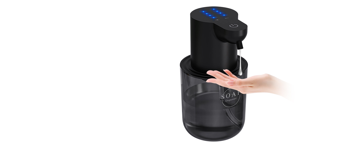 Автоматичний диспенсер для рідкого мила Cuteefun, 400 мл, сенсорний, індикатор заряду, 4 рівні дозування, для ванної/кухні, чорний