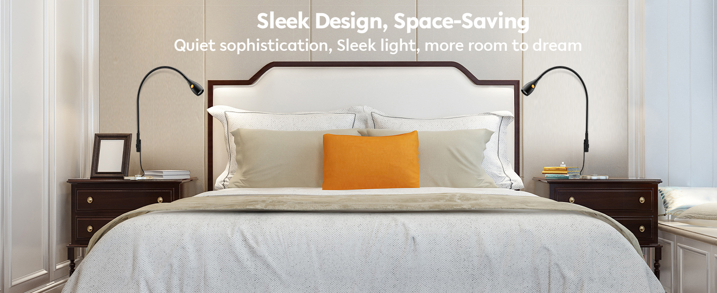 Світлодіодна настільна лампа Acegoo для читання з гнучким регульованим кронштейном (чорна) - 3000K, диммована, настінне кріплення, для спальні, книжок