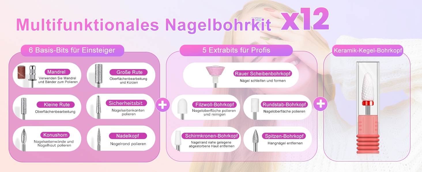 Електричний фрезер для нігтів CozyZen Professional: набір для манікюру та педикюру з LCD-дисплеєм, 45000 об/хв, для акрилу та гелю