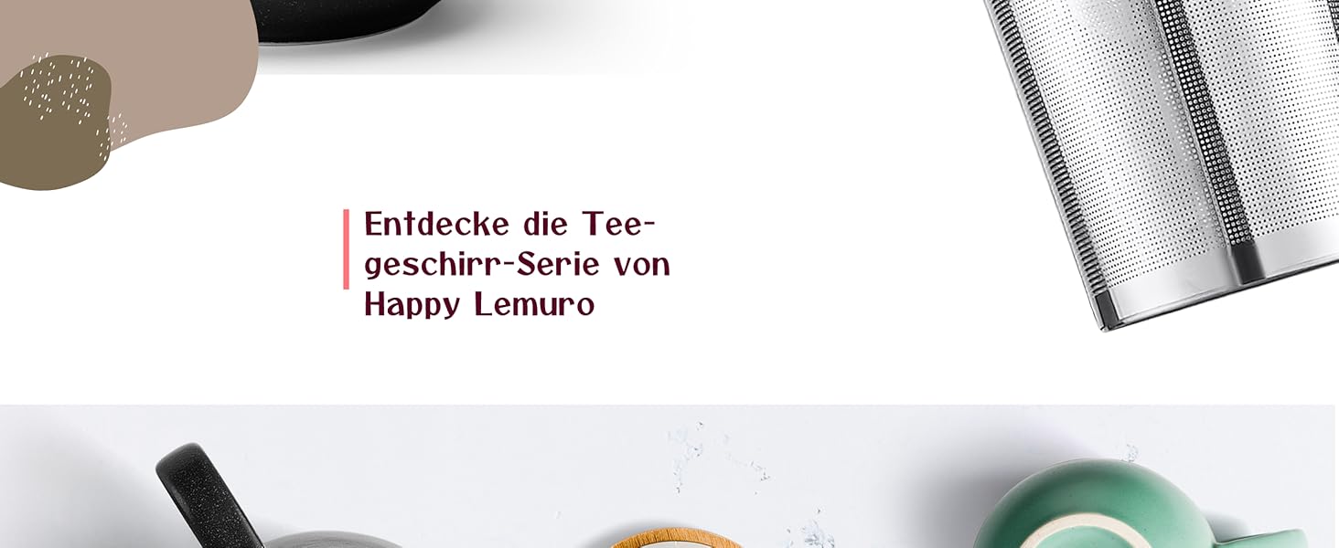 Чайник Happy Lemuro з ситечком - 1,2 л - Керамічний чайник чорного кольору (антрацит)