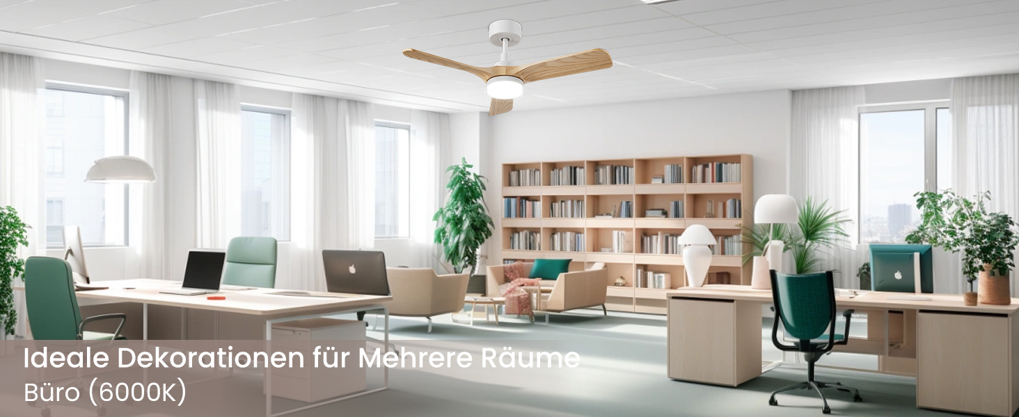 Стеляний вентилятор Holz з підсвіткою, тихий DC-двигун, 90 см, для вулиці, 3 дерев'яних лопаті, диммування LED 24W, пульт з пам'яттю, 6 швидкостей, таймер (світла текстура дерева, 75 см)