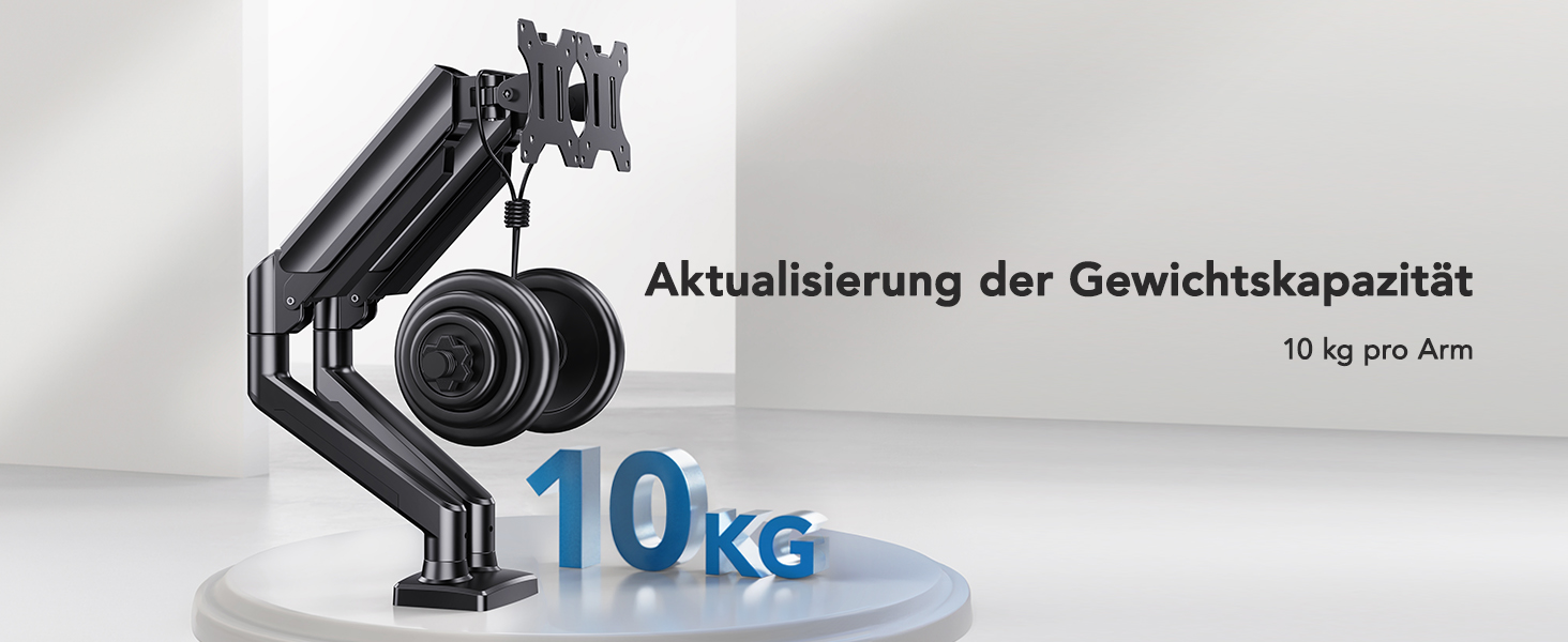 Кріплення для монітора HUANUO на 2 монітори, стабільне та ергономічне, до 32 дюймів, регульована висота, нахил та поворот, VESA 75/100, до 10 кг на кріплення
