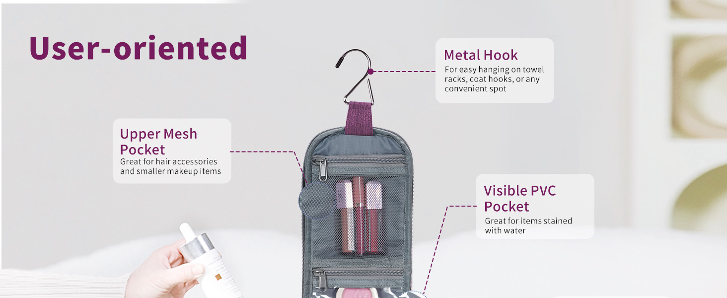 Косметичка для подорожей Narwey Klein: жіноча та чоловіча, для дітей, рожева (компактна)