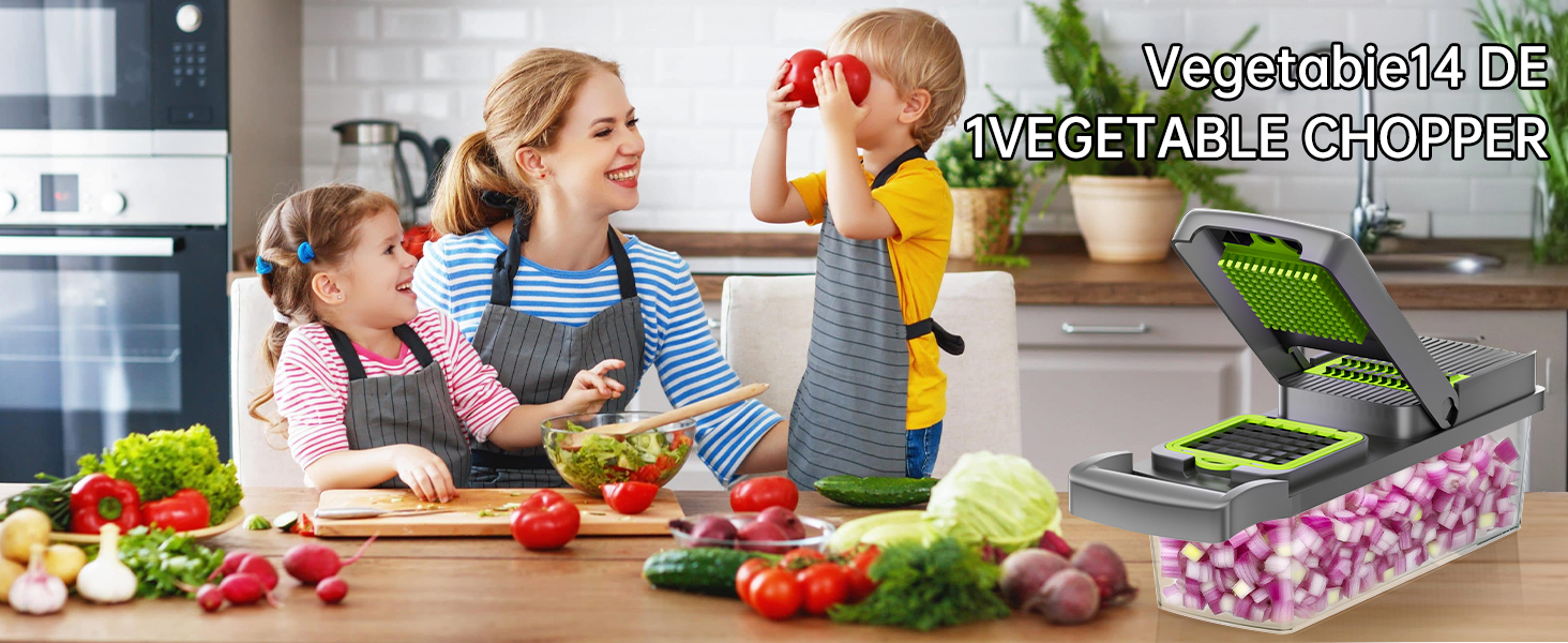 Набір для нарізки овочів Aliansheng 14 в 1: нарізник, кубик-нарізник, тертак для овочів та фруктів