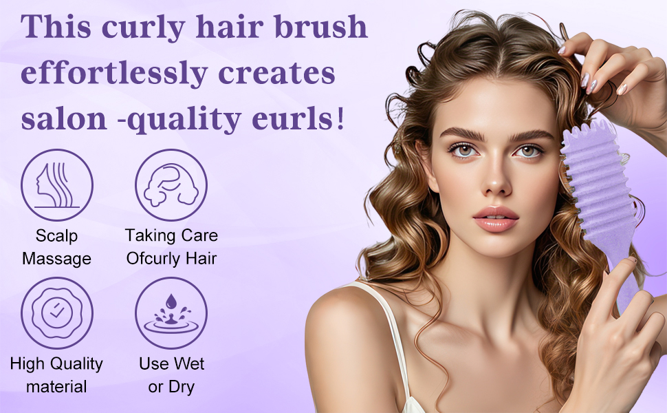 Щітка для локонів Lockenbürste: антистатична стилінг-щітка з вентиляцією для мокрого та сухого волосся, ідеальна для кучерявого волосся та створення об'єму (фіолетова)