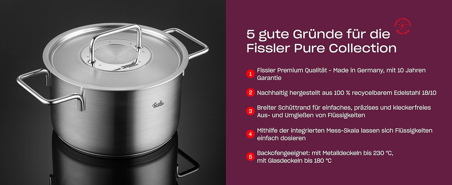 Fissler Pure Collection: Пательня сталева з антипригарним покриттям Ceratal 24 см + 28 см, виготовлено в Німеччині, для індукційних плит