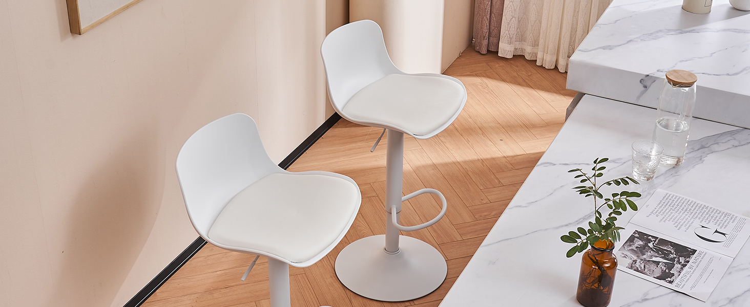 YOUNIKE Adjustable Bar Stools 2-Pack - Faux Leather Kitchen Bar Chairs with Backrest - Counter Height Stools for Bar & Kitchen